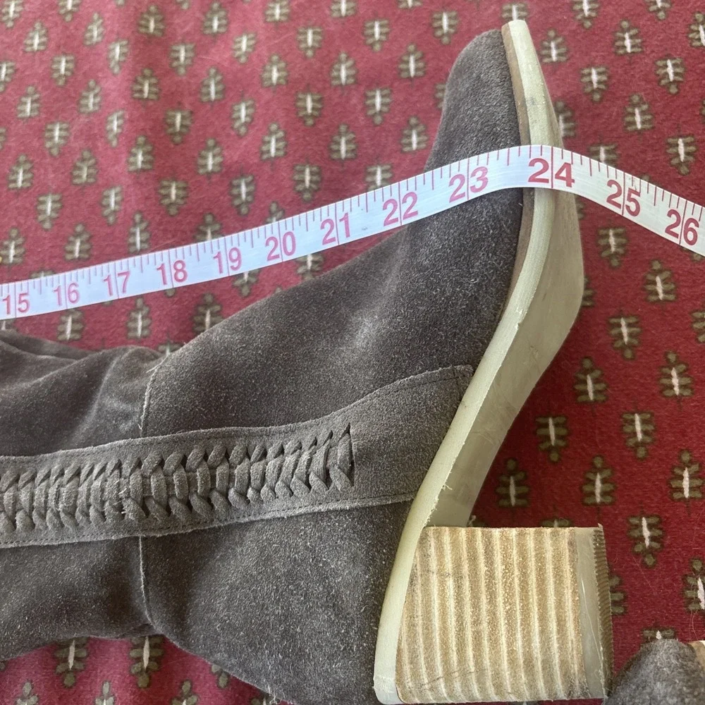 Coconuts By Matisse Brown Over Knee Boot Suede Braided Sides Size 7 Boho Cowboy